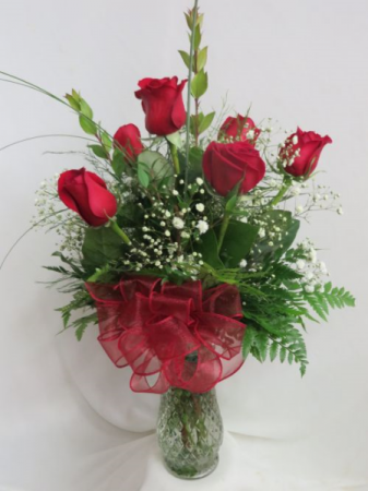 1/2 Dozen Red Roses Red Rose Vased Arrangement