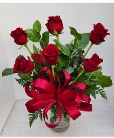 1/2 Dozen Red Roses  Vase Arrangement