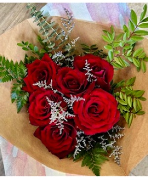 1/2 Dozen Red Roses Wrapped Bouquet