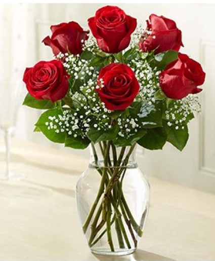 1/2 Dozen Roses in Vase 