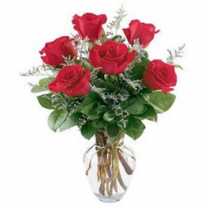 1/2 Dozen Roses in Vase Vase