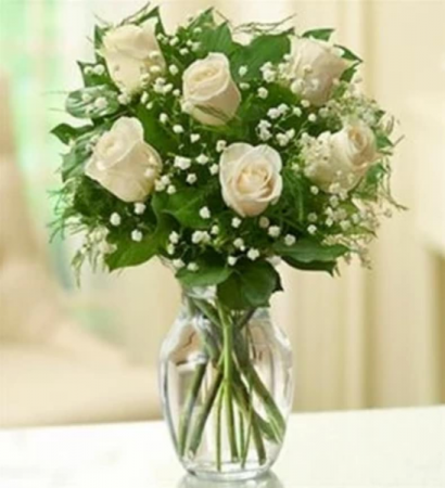 1/2 Dozen White Roses 