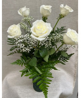 6 WHITE ROSES Christmas