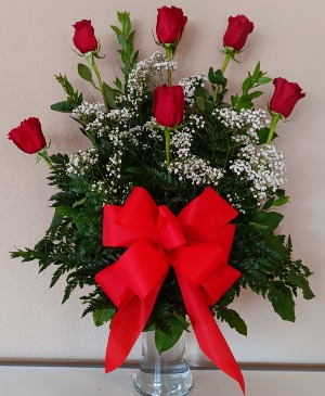 1/2 Dz Red Roses Vase Arrangement