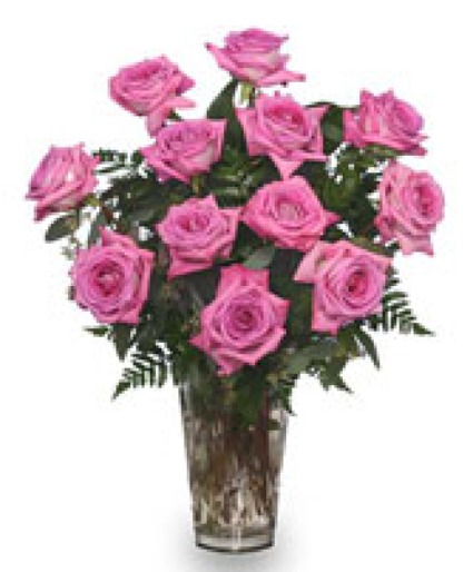 12 Lavender Roses Vase of Roses