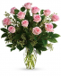 12 Long Stem Pink Roses Arranged Fresh Flowers
