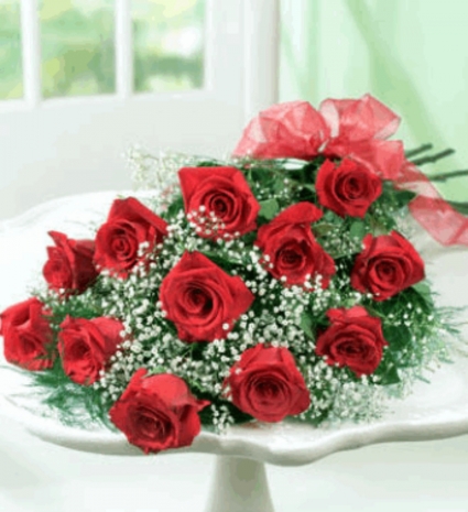 12 Long Stem Roses Wrapped