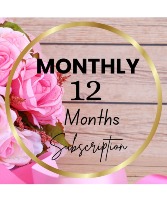 12 Month Bloom of the Month Subscription Arrangement