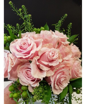 12 PINK ROSES  HAND TIED BOUQUET