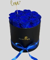 12 Preserved Blue Rose in a Round Box Preserved Rose Box 