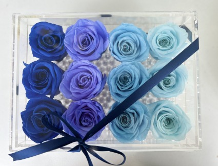 12  Preserved Roses in Acrylic box with Drawer 