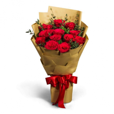 RED Rose Wrapped Bouquet  in Sunrise, FL | FLORIST24HRS.COM