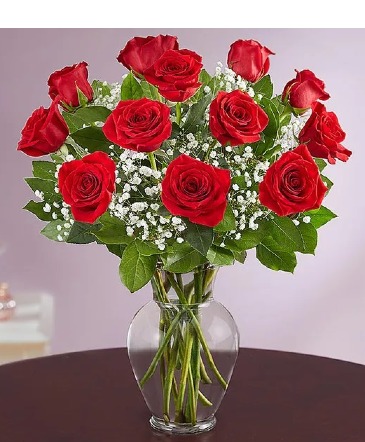 12 Red Rose Vase - 00140  in Hagerstown, MD | TG Designs - The Flower Senders