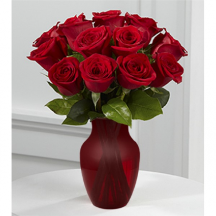 12 red rose vase