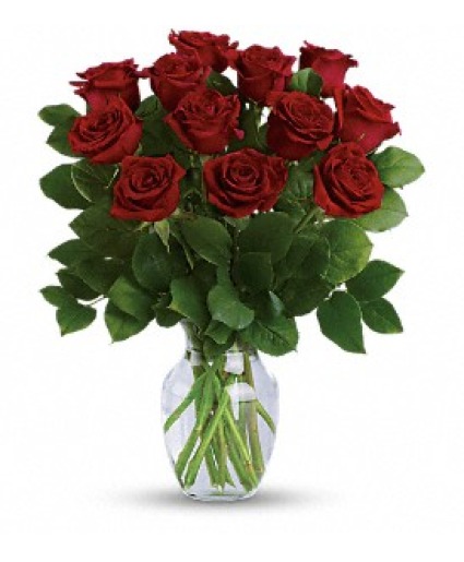 12 Red Rose Vase Valentines Special Same Day Red Rose Delivery