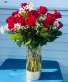 12 Red Roses in Gold vase 