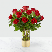 12 Red Roses in Vase 