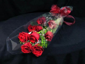 12 QualityRed Roses Filler Flower & Greens Wrapped 