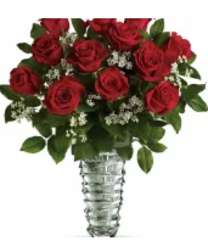 12 Red roses Vase