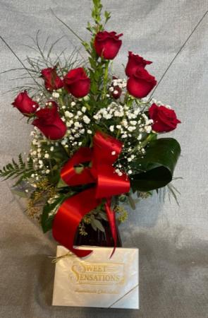 12 Red roses with Chocolates Package Fresh Flowers in Fowlerville, MI | ALETA'S FLOWER SHOP