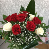 12 Roses Red & White no vase  Roses 