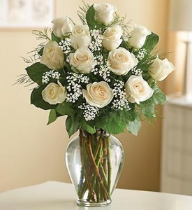 12 White Roses Long Stem Roses