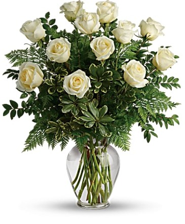 12 WHITE ROSES roses in Hampstead, NC | Surf City Florist