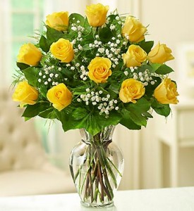 12 Yellow Roses Arranged