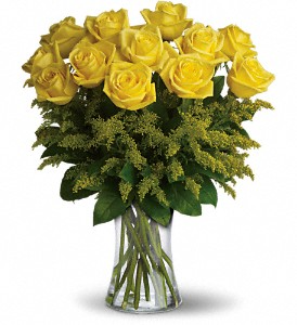 12 Yellow Roses Vase Arrangement
