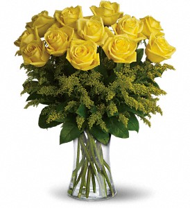 12 Yellow Roses  Vase Arrangement