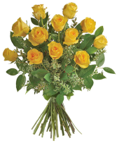12 Yellow roses wrapped  