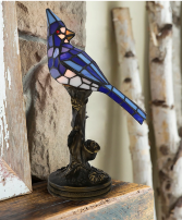  Blue Jay Stained Glass Bird Lamp Gift Items