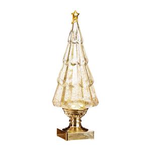 13.75" LIGHTED TREE WITH GOLD SWIRLING GLITTER 