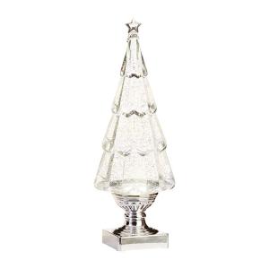 13.75" LIGHTED TREE WITH SILVER SWIRLING GLITTER 