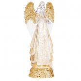 13" LIGHTED ANGEL WITH GOLD SWIRLING GLITTER 