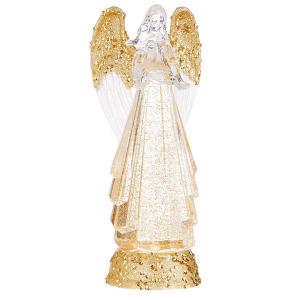 13" LIGHTED ANGEL WITH GOLD SWIRLING GLITTER 