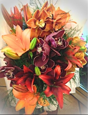 Orchids and Lilies Hand Tied Bouquet
