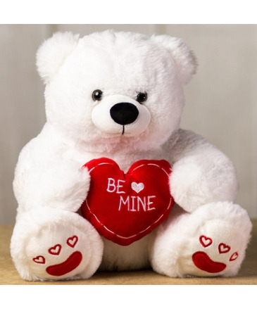 14" "Be Mine" Polar Bear  Plush in Croton On Hudson, NY | Cooke's Little Shoppe Of Flowers
