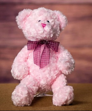 14" CURLY BABY GIRL TEDDY BEAR 