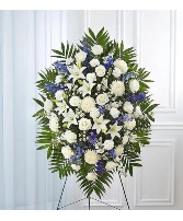 148713 BLUE AND WHITE FUNERAL STANDING SPRAY 