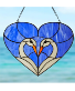 15.5" Loving Swans Heart Stained Glass Window Pane Stained Glass
