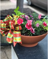 15"  Bright Terra Cotta Planter - Mixed Red & Pink 