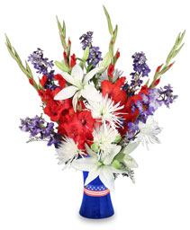 RED WHITE & TRUE BLUE Floral Arrangement