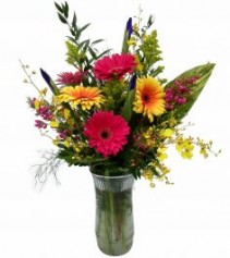 #16 Gerbera Brilliances  Vase
