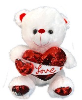 16" Sequin Heart Teddy Bear 