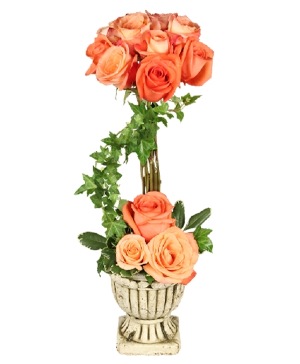 Peach Rose Topiary Arrangement