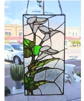 16"H Calla Lilies Design Stained Glass Window Pane Stained Glass
