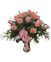 18 Blush Roses Vase