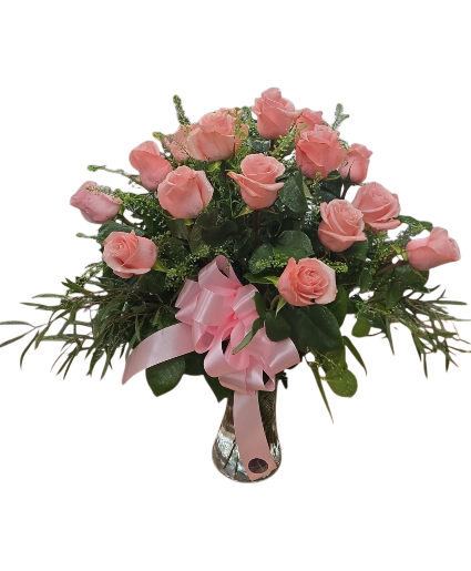18 Blush Roses Vase