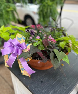 18" Bright Terra Cotta Planter - Mixed Purples 